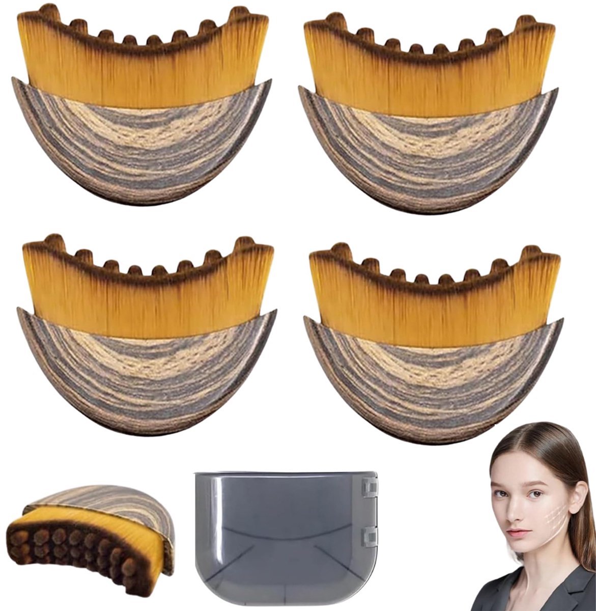 4 Stuks Nieuwste Lymfe Gezichts Borstel - Droog Borstel Technologie voor Gezichts- en Kaaklijn Contouring | Professionele Lymfedrainage Massage Apparaat | Ergonomisch Ontwerp voor Maximale Prestaties en Comfort