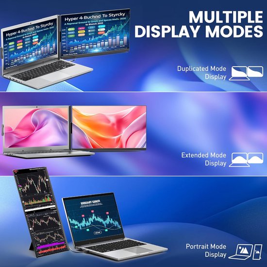 15,6-inch Draagbare Externe Laptop Monitor 1080p FHD IPS Scherm - 120% sRGB - HDMI, USB-A & Type-C Aansluiting - Plug & Play voor Windows, Mac & Android van Merkloos — afbeelding 4