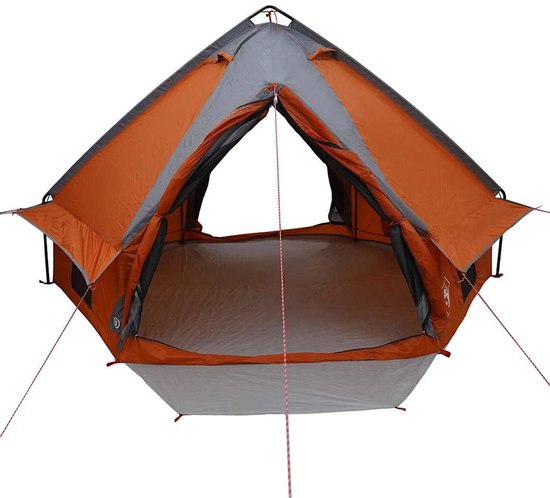 vidaXL - Teepee - Tent - voor - 4 - Personen - 4-persoons - Grijs - en - Oranje — afbeelding 3