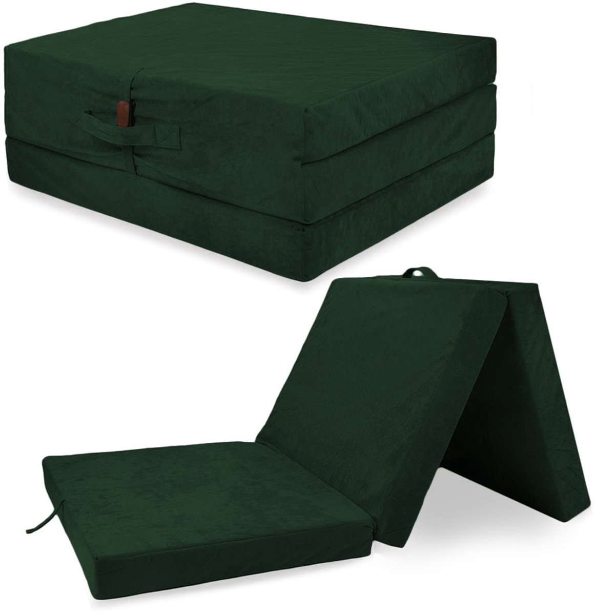 Blomster - Opvouwbaar Matras - 3-delig Vouwmatras - Logeermatras - Logeerbed - Wasbare Hoes - 190x80x9 cm - Groen