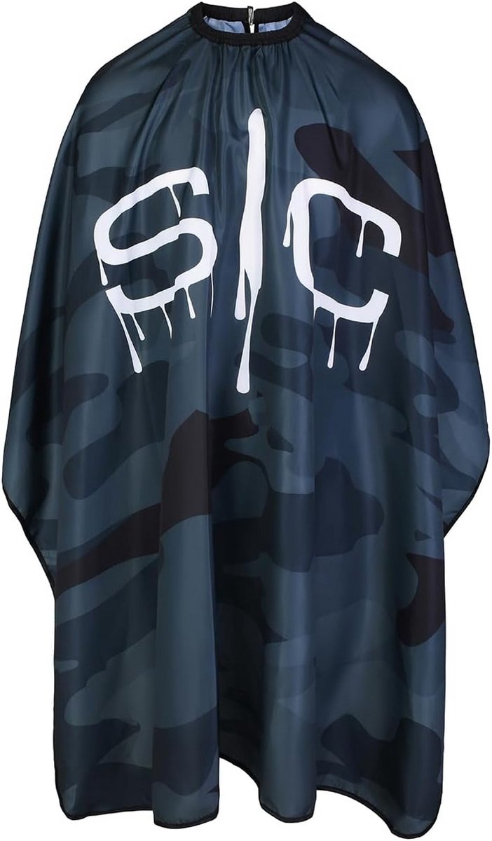 Kapperscape meerkleurig met verstelbare sluiting, antistatisch en waterafstotend, 100% polyester, sneldrogend, 146 x 140 cm