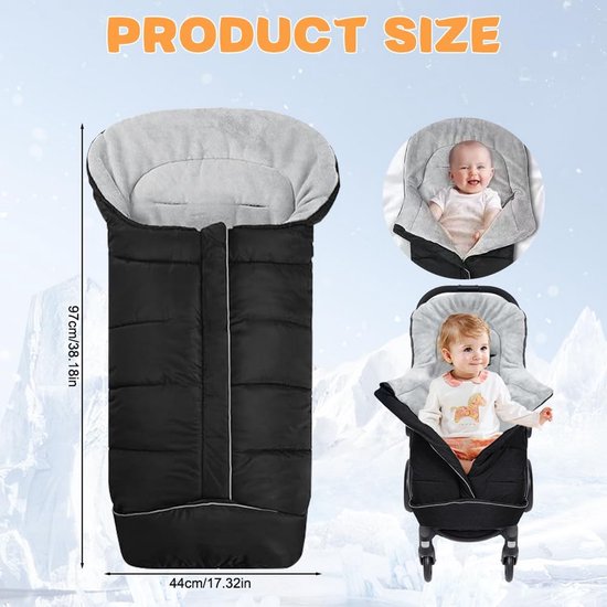 Universele voetenzak voor kinderwagen winter warm en winddicht van Merkloos — afbeelding 2