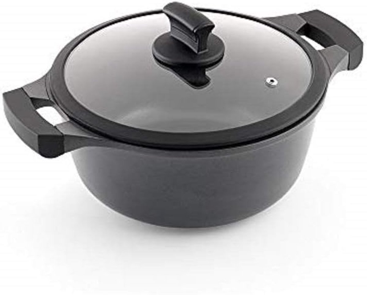 Gietijzeren Kookpan 20 cm met Krachtige Antiaanbaklaag voor Alle Warmtebronnen, Inclusief Inductie