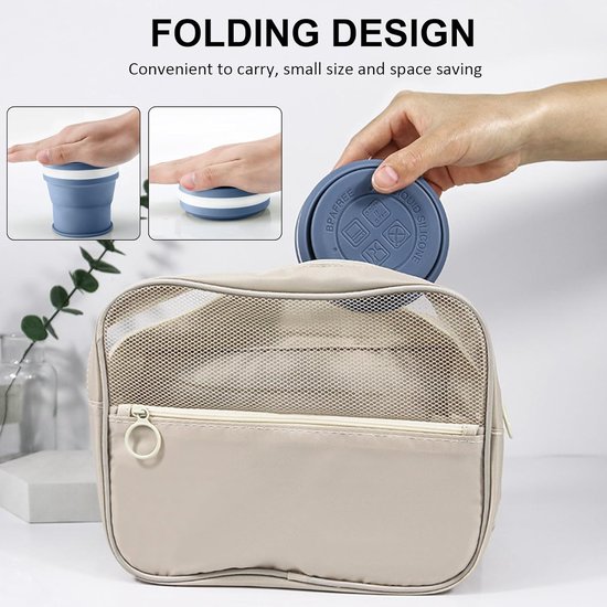 Opvouwbare Koffiemok - Reisbeker Rietje - Coffee To Go - Licht en Lekvrij - 350 ml Inhoud - Blauw — afbeelding 2