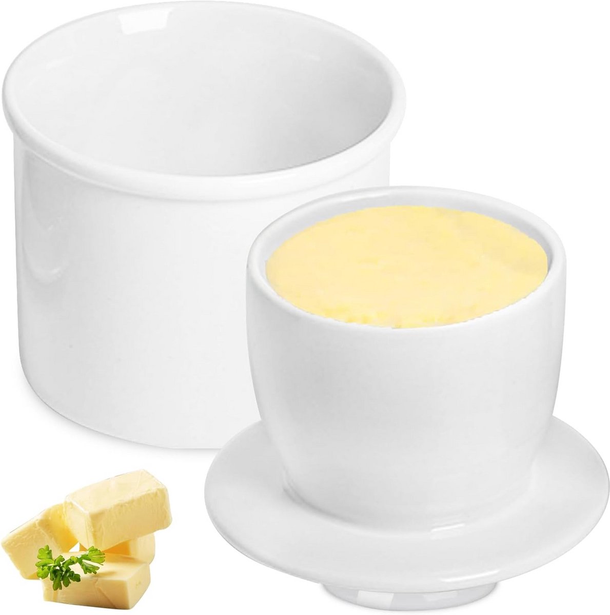 Keramische Boterpot met Deksel voor Verse en Smeerbare Boter op Kamertemperatuur