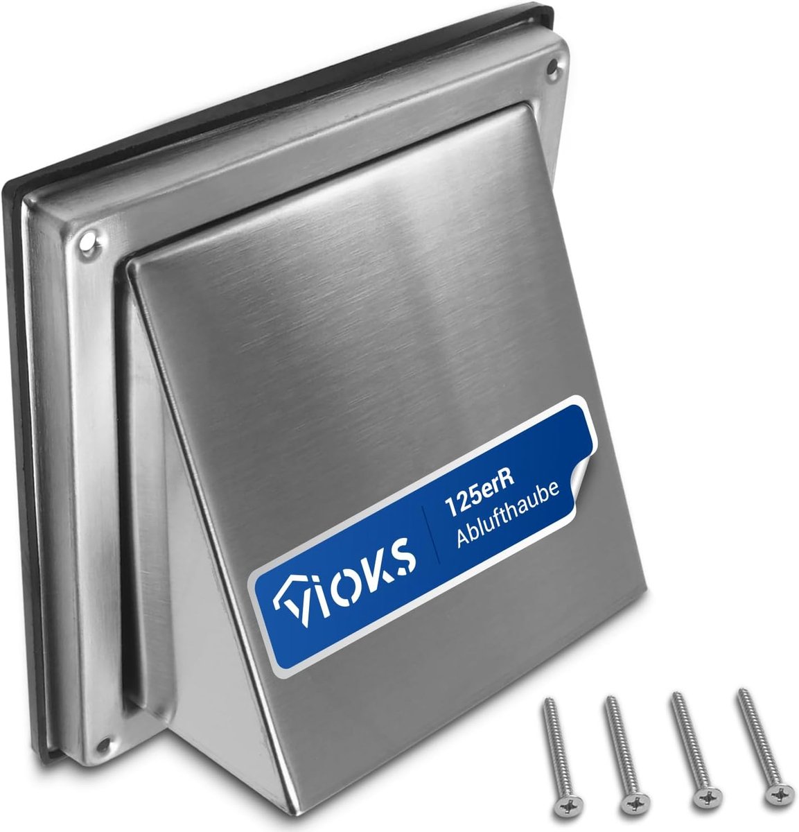 Afdekking Ventilatiepijp 125mm RVS met Terugslagklep voor Afzuigkap