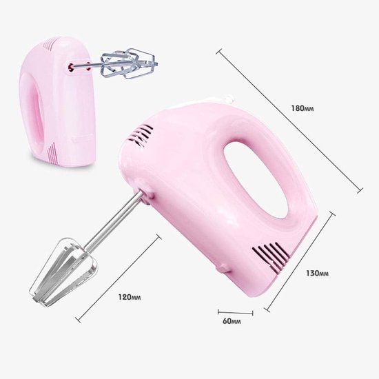 Elektrische Handmixer - Keukenmixer Beslagmixer - Bakken en Mixen - 5 Snelheden Krachtig - 120 Watt - Roze — afbeelding 5