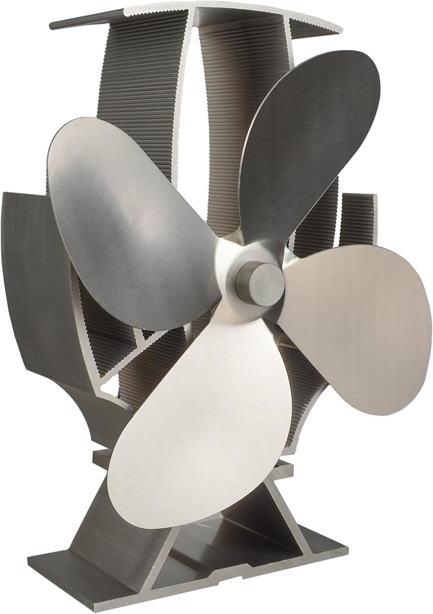 Kachel Ventilator - Warmte Circulator - Efficiënte Verwarming - Warmte Aangedreven - 8.4 x 18.8 x 20 cm - Staal Grijs