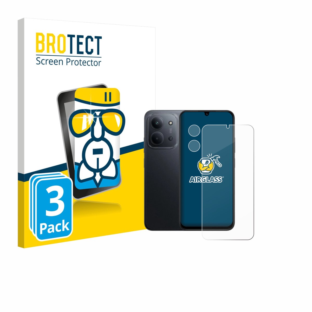 Screenprotector 3 Stuks voor Xiaomi Redmi 15C 4G (Voor+Camera) Beschermglas transparant