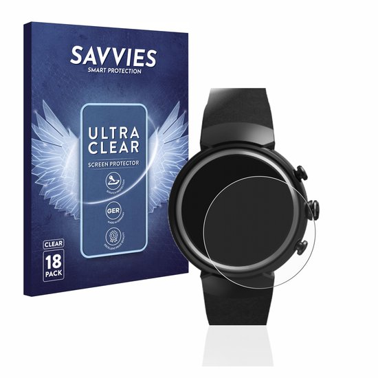 Savvies - Screenprotector voor ASUS ZenWatch 3 1.39" - Folie Beschermfolie transparant 18 Stuks