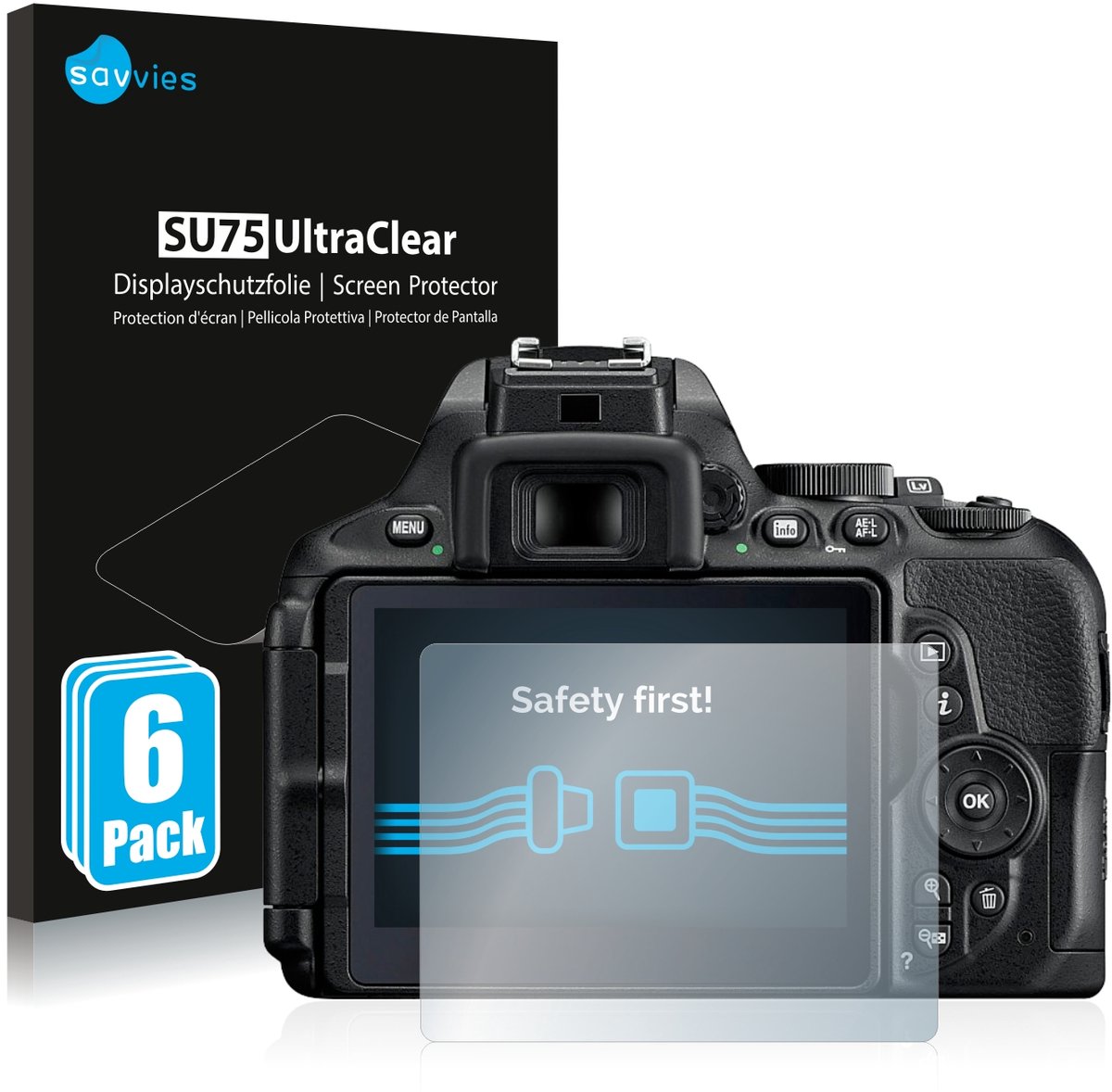 Savvies - Screenprotector voor Nikon D5600 - Folie Beschermfolie transparant 6 Stuks