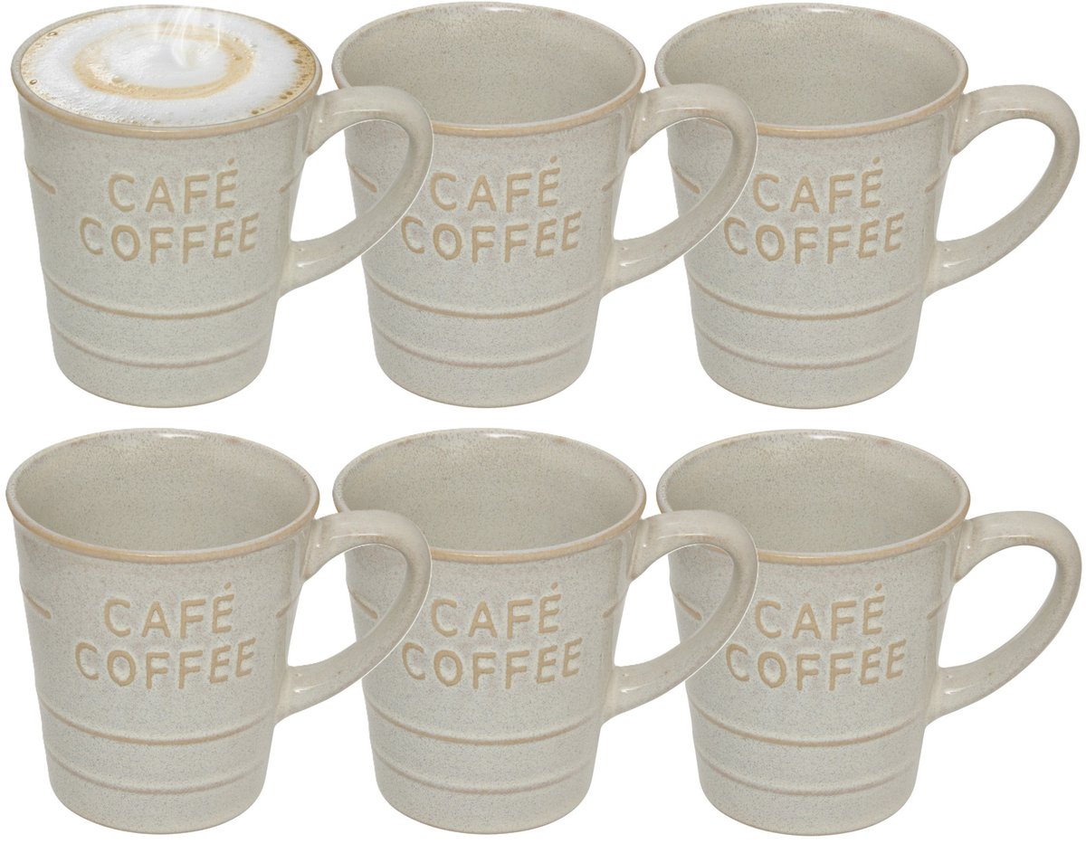 Secret de gourmet Koffiemok - 12x - wit - keramiek - 200 ml - beker - mokken