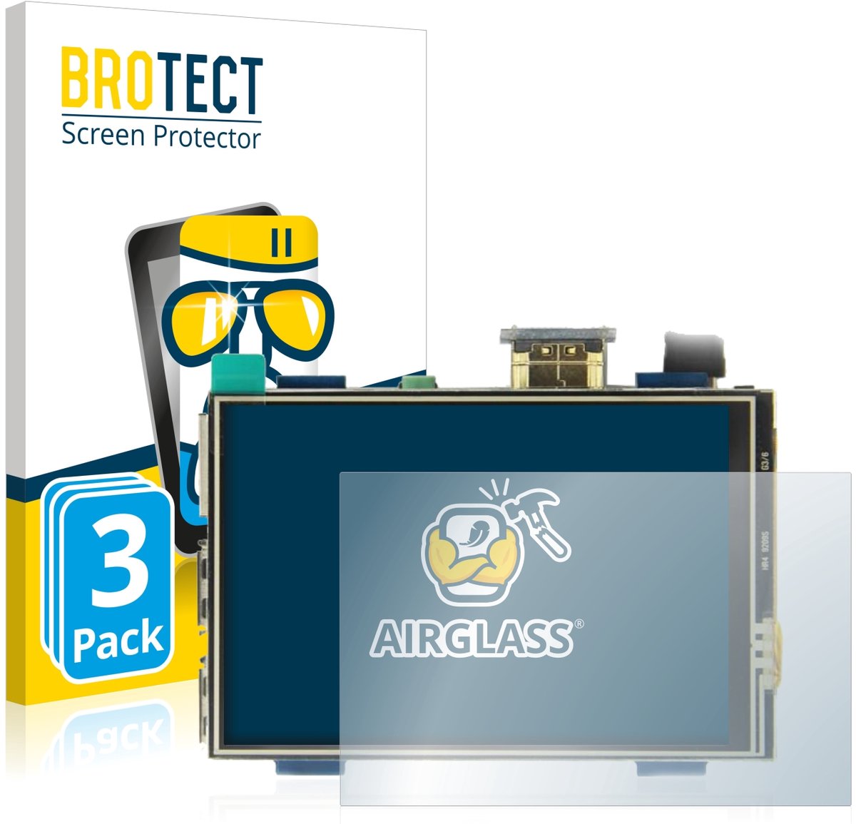 Screenprotector 3 Stuks voor Raspberry Pi Touchscreen (3.5") Beschermglas transparant