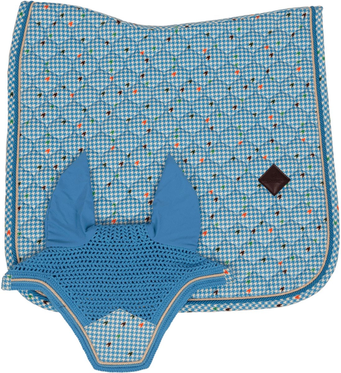 Kentucky Horsewear - Zadeldoek velvet horse pied de poule navy colorfull dressuur