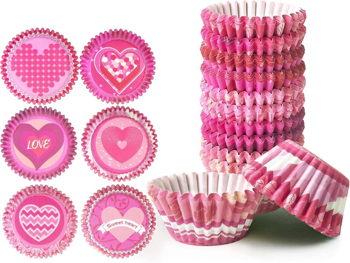 Kleine Muffinbakvormpjes 300 Stuks Rood en Roze voor Cupcakes