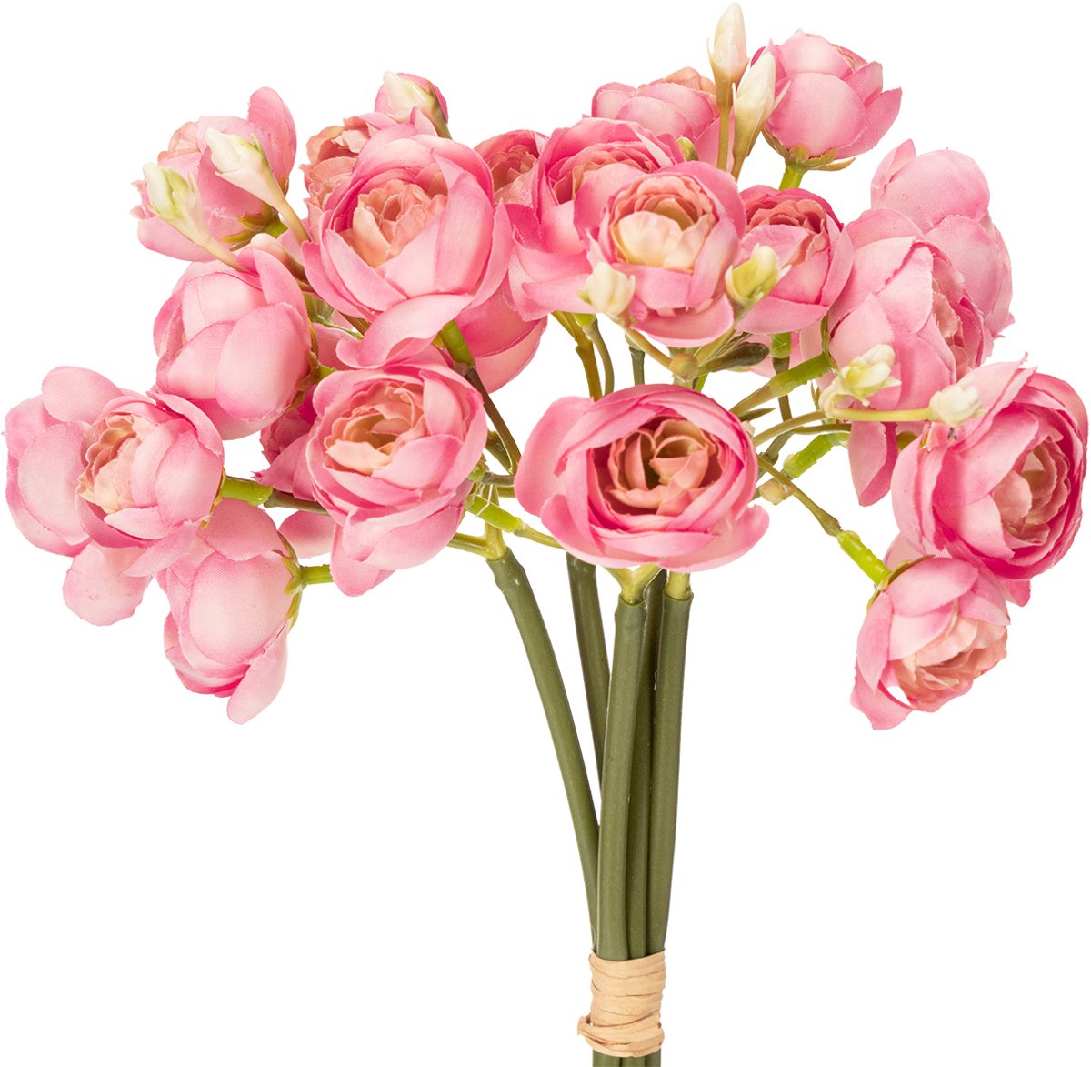 Viana Kunstboeket van ranunculusbloemen, stijlvolle tafeldecoratie, 32 cm, 5 roze