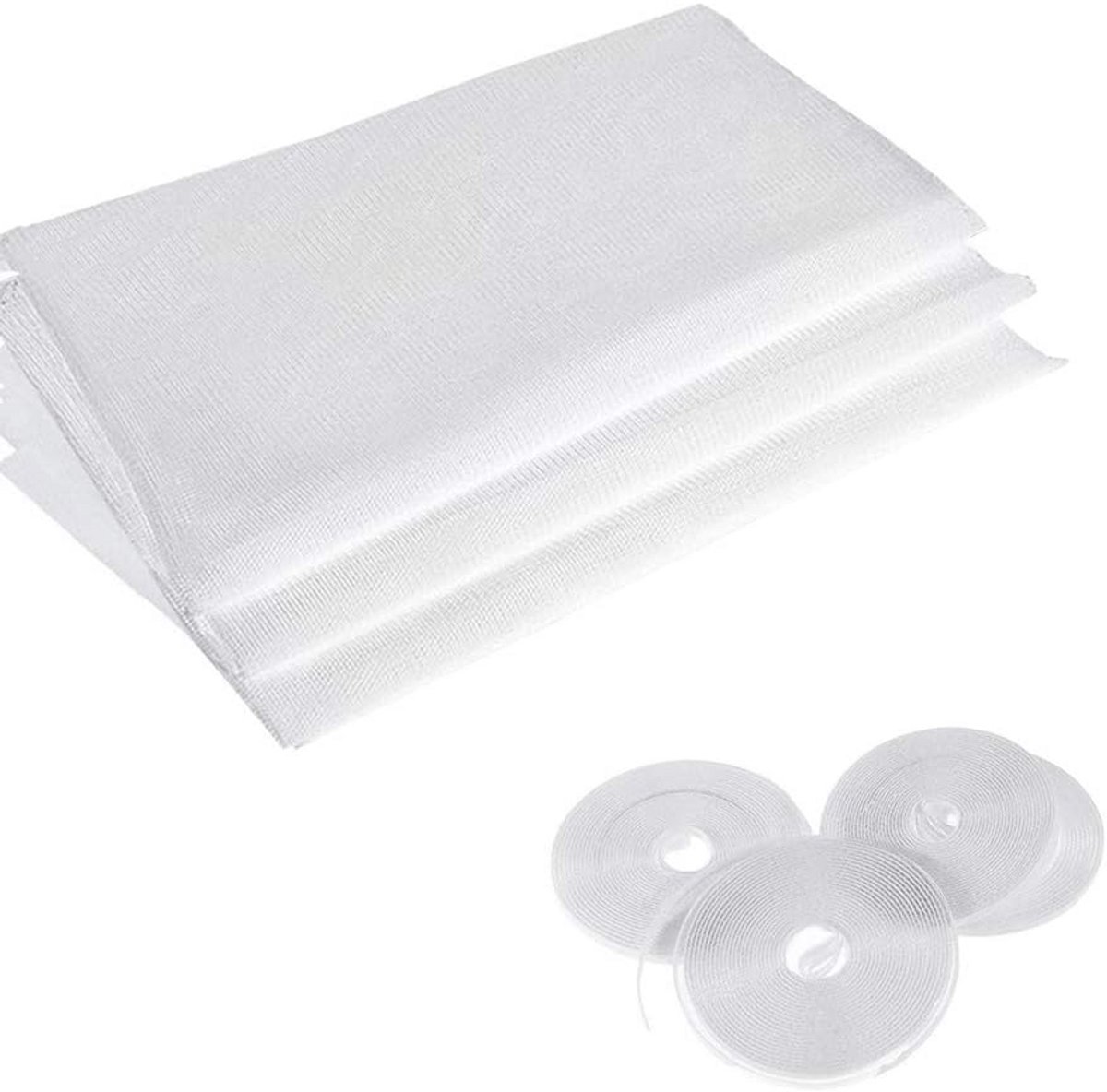 Set van 3 Horren voor Ramen - Wit Vliegengordijn Muggen Hor met Zelfklevende Klittenband Tape