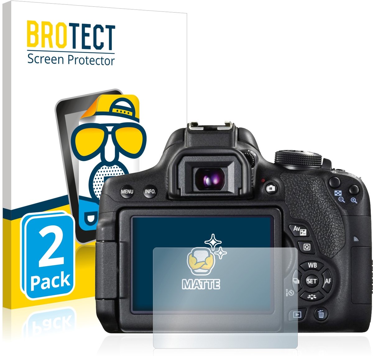 BROTECT - Screenprotector voor Canon EOS 750D - Folie Beschermfolie matte 2 Stuks