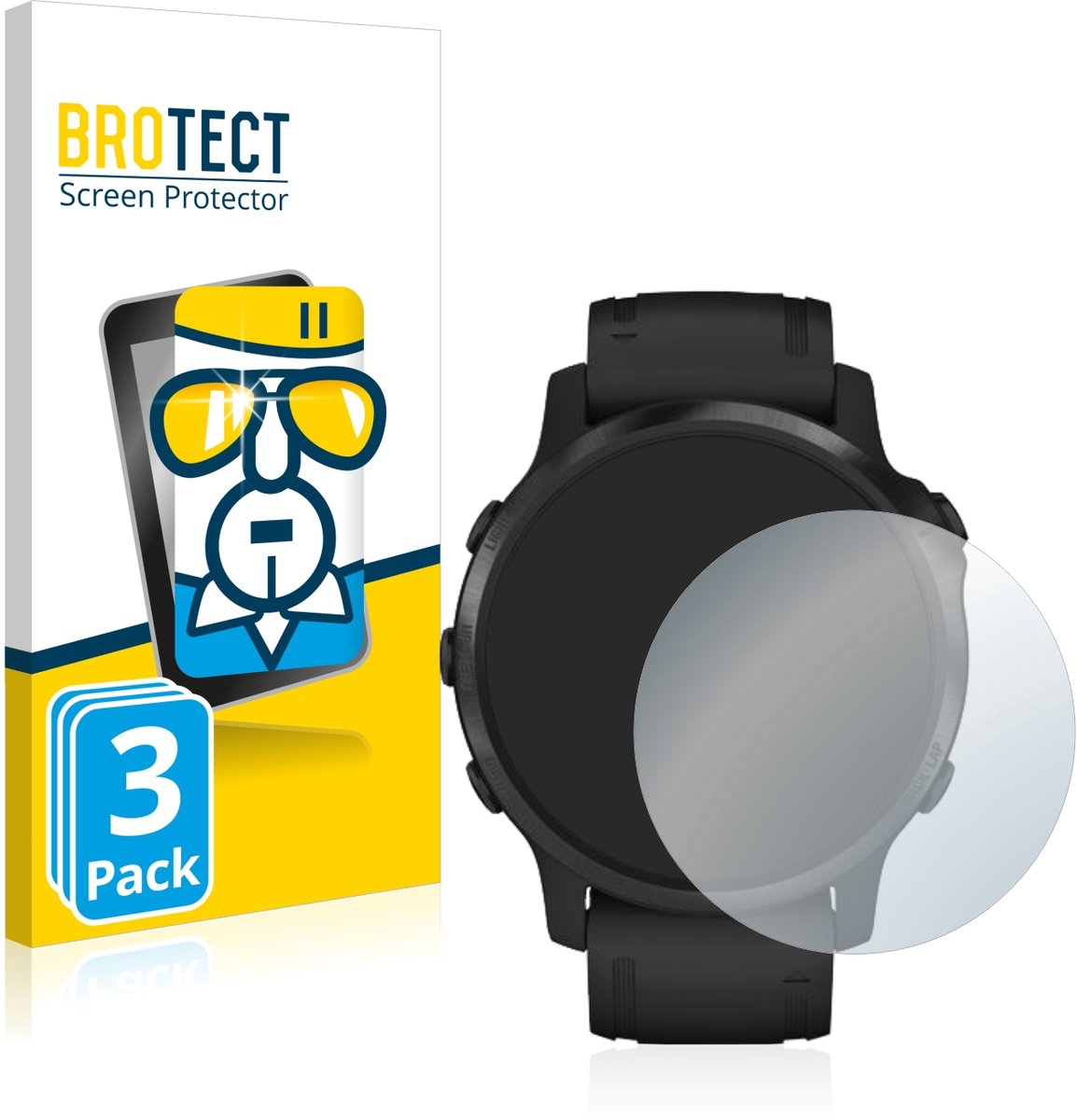 BROTECT - Glas Screenprotector voor Garmin Fenix 6S Pro - Gehard Beschermglas 9H 3 Stuks