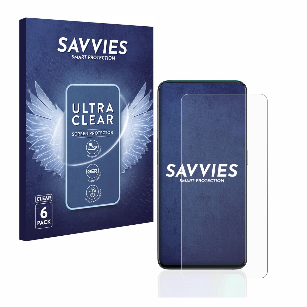 Savvies - Screenprotector voor Oppo Reno 2 - Folie Beschermfolie transparant 6 Stuks