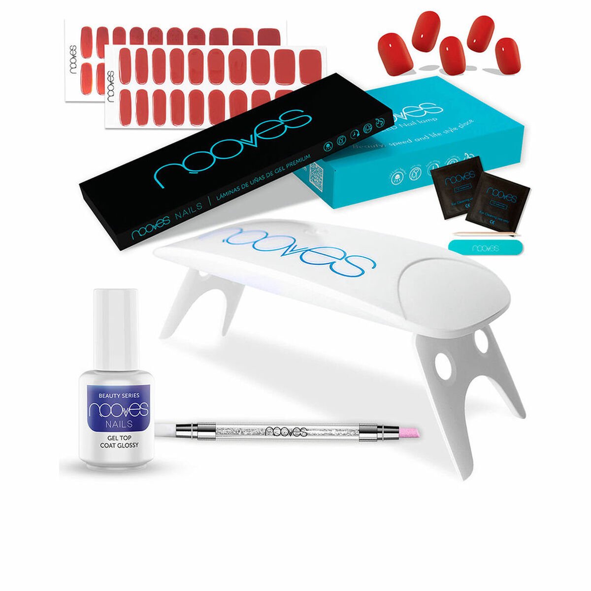 Manicureset Nooves Premium Gelnagelfolie Rood 8 Onderdelen