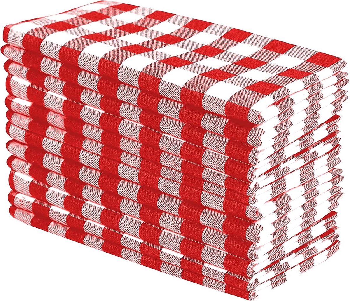 Set van 12 Katoenen Servetten in Ruitpatroon 46x46 cm