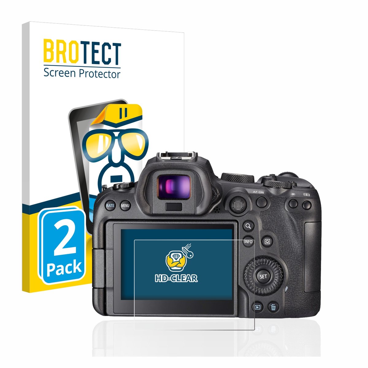 BROTECT - Screenprotector voor Canon EOS R6 - Folie Beschermfolie transparant 2 Stuks