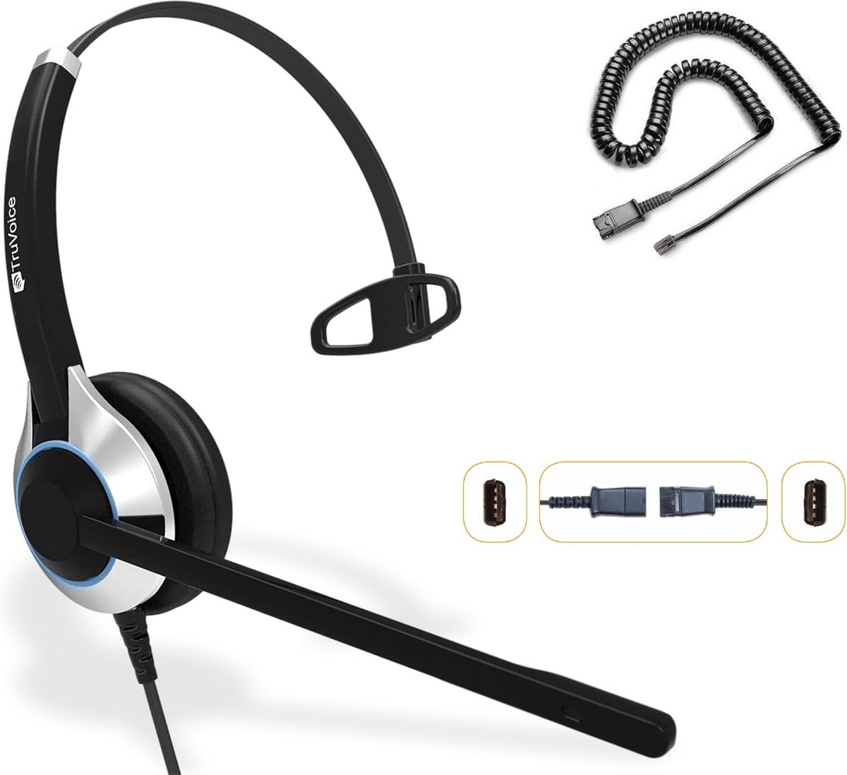 Professionele Headset Enkelvoudig met Noise Cancelling voor Callcenter en Kantoor