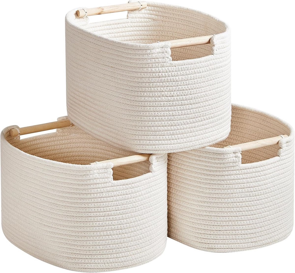 Set van 3 Opbergmanden voor Planken - Wit - Ideaal voor Kast en Kleding