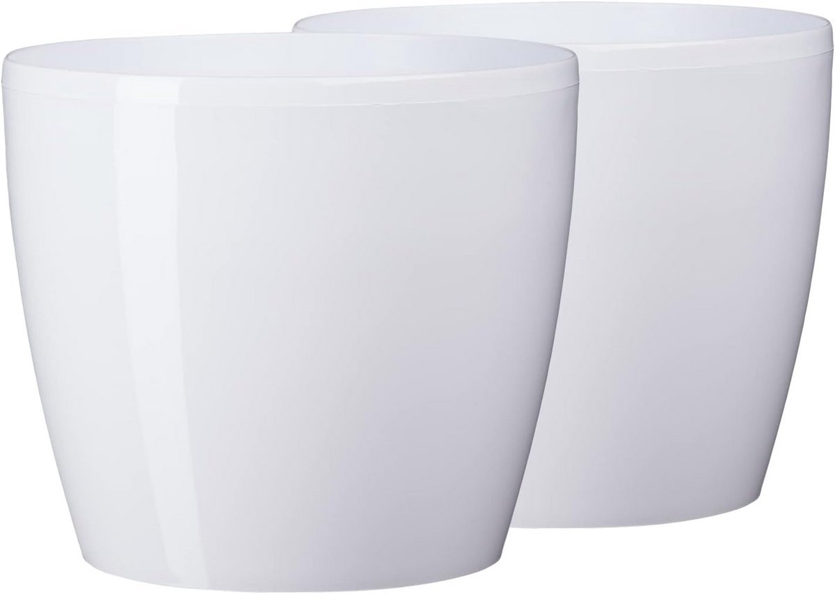 Set van 2 Moderne Kunststof Bloempotten Rond Wit Ø 30 cm