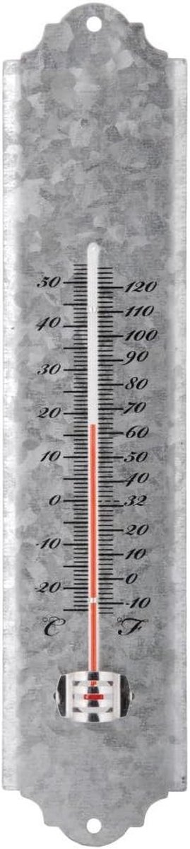 Wandthermometer voor binnen en buiten - antiek zink - 30 cm - Celsius en Fahrenheit - inclusief geschenkverpakking
