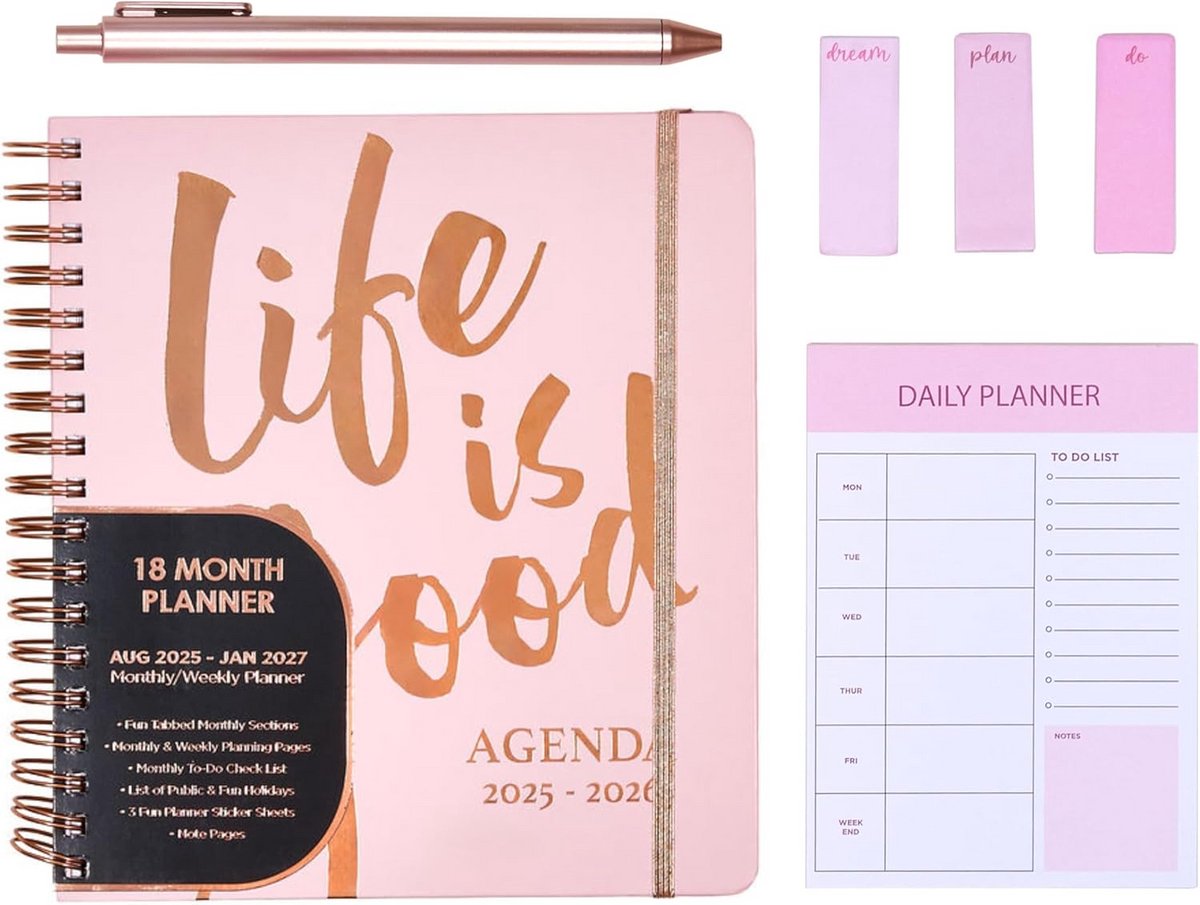 Votum Planner 18 maanden - Maand, week en dagelijkse planning - 8" x 7" - Blauw