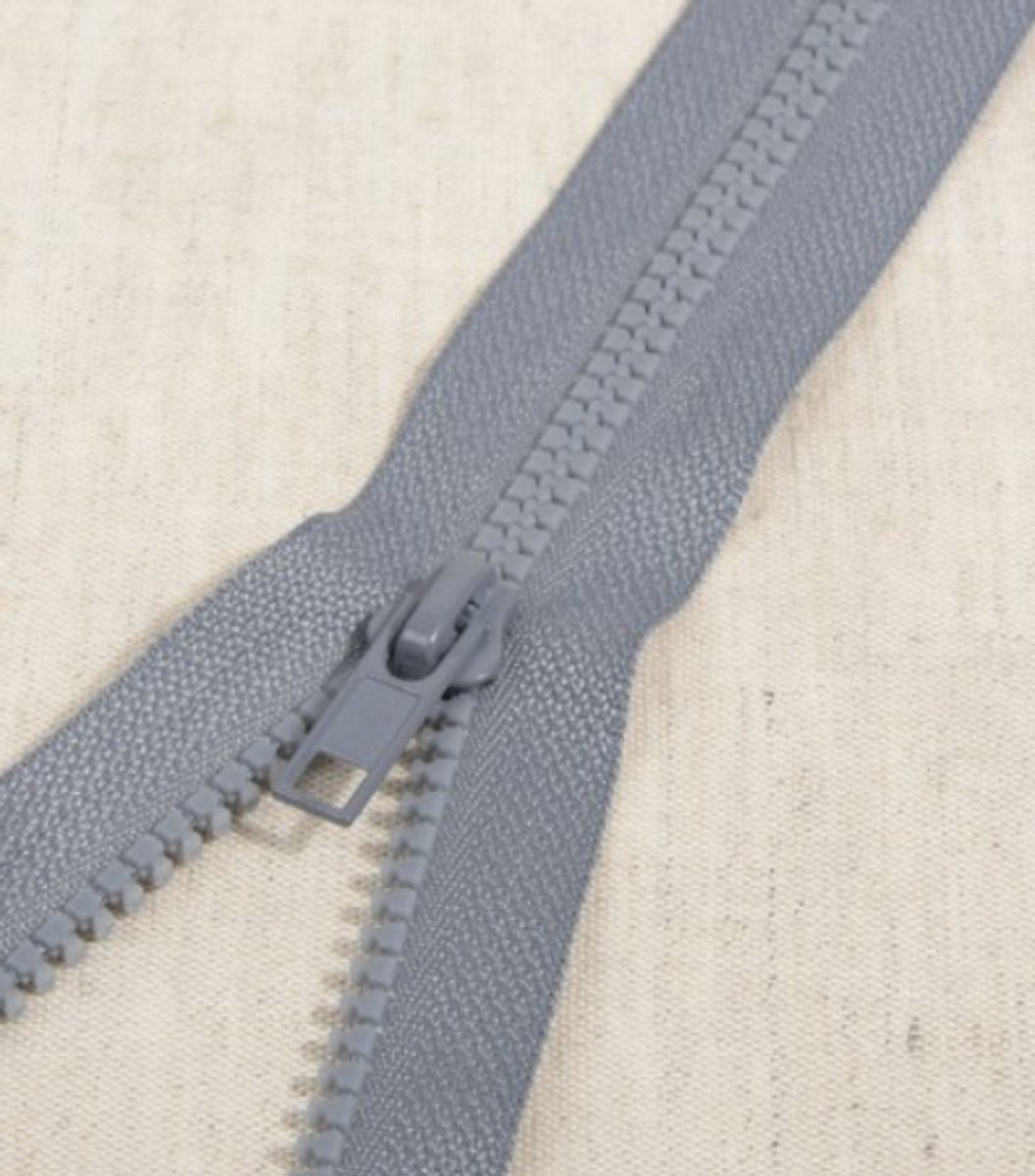 Deelbare rits 30cm midden grijs - polyester stevige rits met bloktandjes