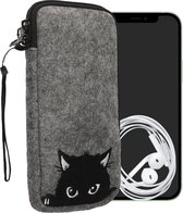 kwmobile insteekhoesje voor smartphones XXL - 7" - Beschermhoes van vilt in grijs / zwart - Binnenmaat 17,7 x 8,5 cm