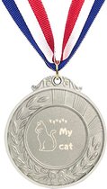 Akyol - love my cat medaille zilverkleuring - Katten - kat - katten pootjes - poesje - cadeau kat - cat keychain