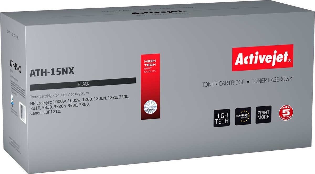 ActiveJet ATH-15NX Toner voor HP-printer; HP 15x C7115X, Canon EP-25 vervangen; Opperste; 4200 pagina's; zwart.