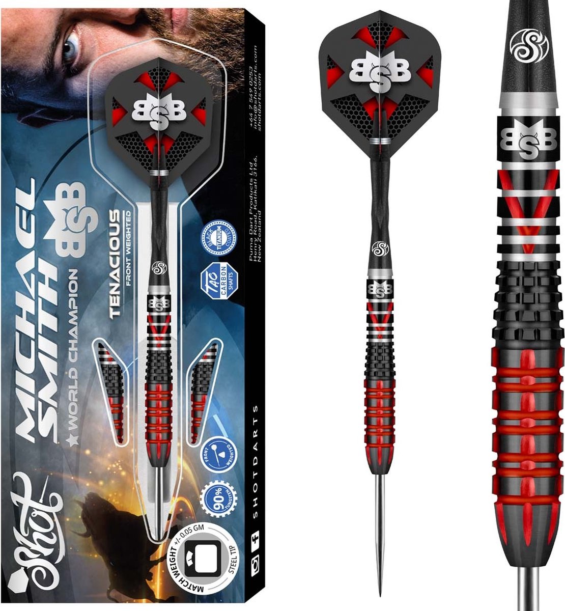 Shot Michael Smith Tenacious 90% - Dartpijlen - 24 Gram