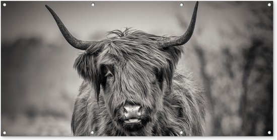 Décoration murale extérieur Scottish Highlander - Zwart - Wit - 160x80 cm