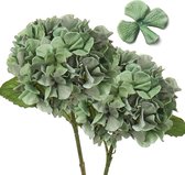 2 stuks kunstmatige hortensia's, groen, 19 cm, kunstbloemen, hortensia, net als echt voor bruidsboeketten, huis, kantoor, hotel, feestdecoratie, middenstukken, bloemstukken