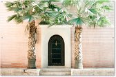 Muurdecoratie Deur - Marrakesh - Palmboom - Wit - Tropisch - 180x120 cm - Tuinposter - Tuindoek - Buitenposter