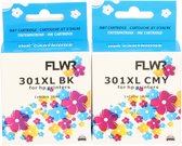 FLWR - Inktcartridge / 301XL 2-pack Zwart en Kleur - Geschikt voor HP