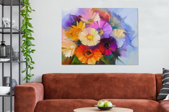 Tableau Peinture à l'Huile - Couleurs - Fleurs - 120x90 cm - Décoration murale