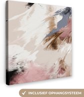 Toile - Décoration murale - Photo sur toile - 20x20 cm - Chambre - Peinture - Abstrait - Rose - Wit - Décoration murale - Peinture sur toile - Peintures - Salon - Canvasdoek