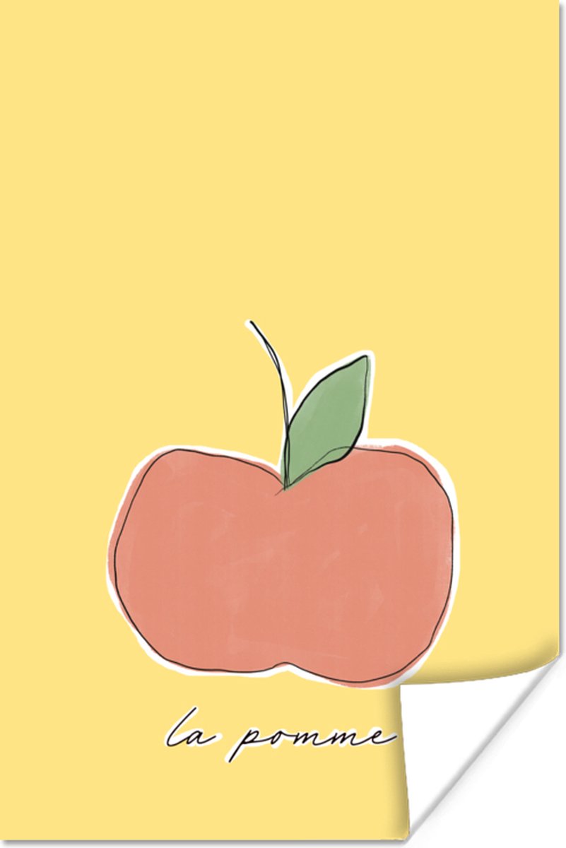 Poster Perzik - Fruit - Geel - Oranje - 80x120 cm