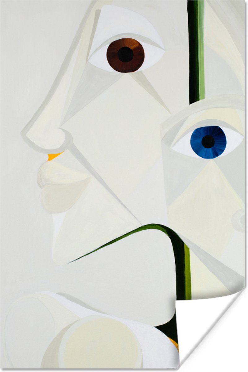 Poster Gezichten - Ogen - Wit - Abstract - 20x30 cm