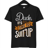Dude Shuit Up | Vrijgezellenfeest Cadeau Man - Groom To Be Bachelor Party - Grappig Bruiloft En Bruidegom Bier Shirt - T-Shirt - Unisex - Zwart - Maat L