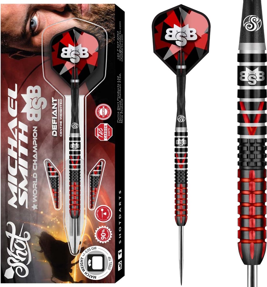 Shot Michael Smith Defiant 90% - Dartpijlen 22 Gram