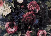 Fotobehang - Vlies Behang - Vintage Rode Pioenrozen - Bloemenkunst - 254 x 184 cm