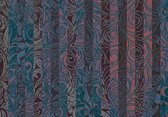 Fotobehang - Vlies Behang - Turquoise Ornament - Kunst - Blauw Patroon - 254 x 184 cm