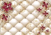 Fotobehang - Vlies Behang - Parels, Diamanten en Bloemen 3D - Luxe - Hotel Chique - 312 x 219 cm